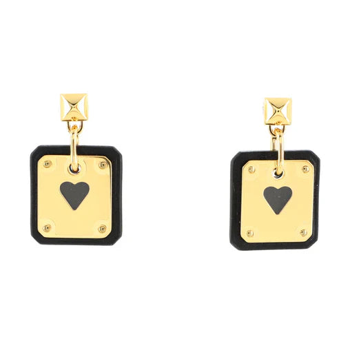 18K As De Coeur Black H Earrings